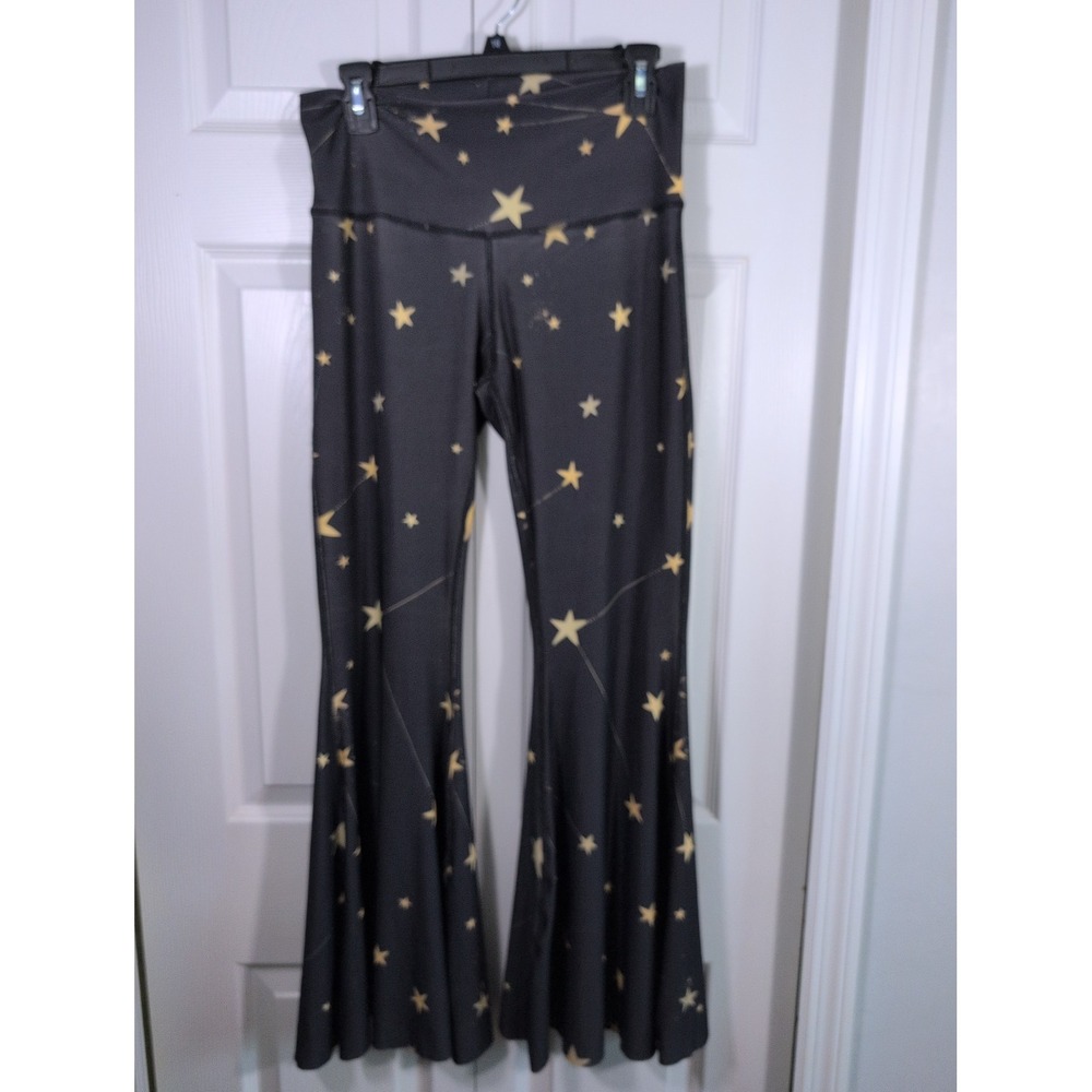 Teeki "Hot Pant" Leggings - Great Star Nation, size L Black With Gold Star Flare